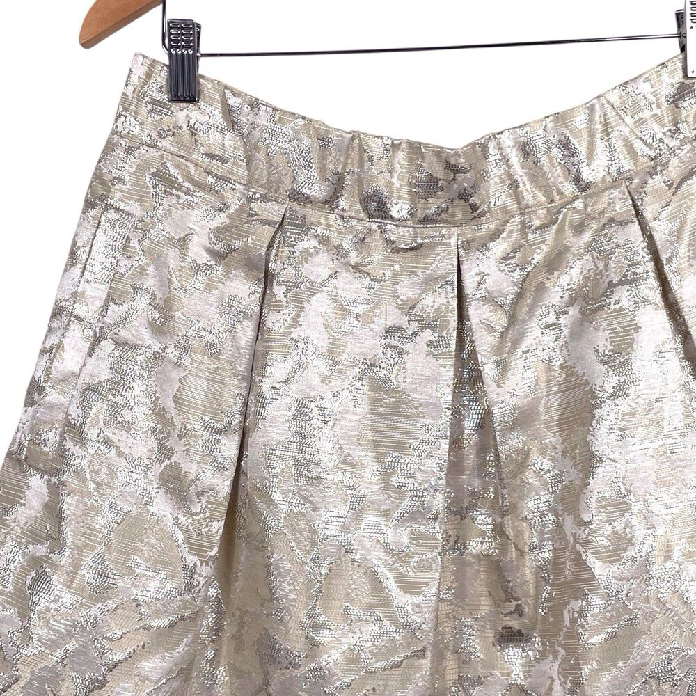 Anthropologie Maeve Rust Garden Brocade Mini Skirt Size Large Gold Silver EUC - Picture 7 of 16